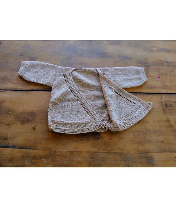 Hand Knit Wool Cotton Baby Kimono Cardigan