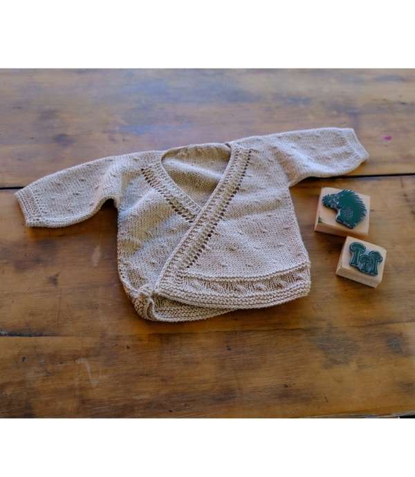 Hand Knit Wool Cotton Baby Kimono Cardigan