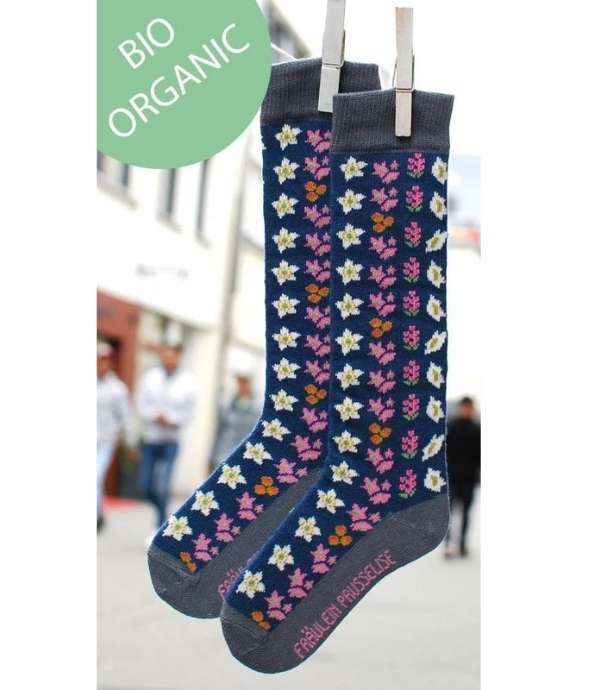 Fraeulein Prusselise Organic Cotton Knee Socks FLOWERS- Last Pair 9-18mts