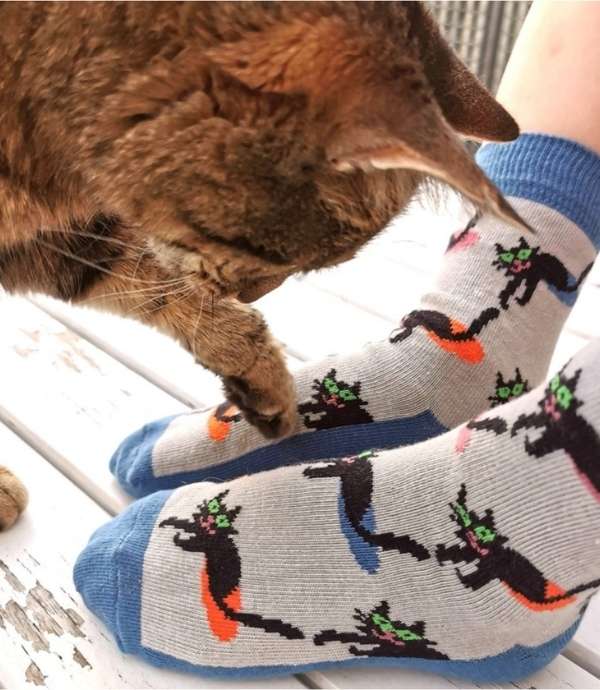 Organic Cotton Kids Ankle Socks Cat