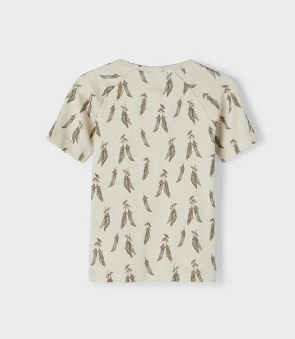 Lil' Atelier Organic Cotton Knit Slim Top Turtle Dove T-shirt - pea pods