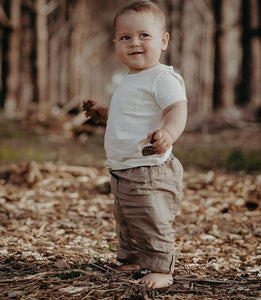 Natural Linen Kids Pants Cedar